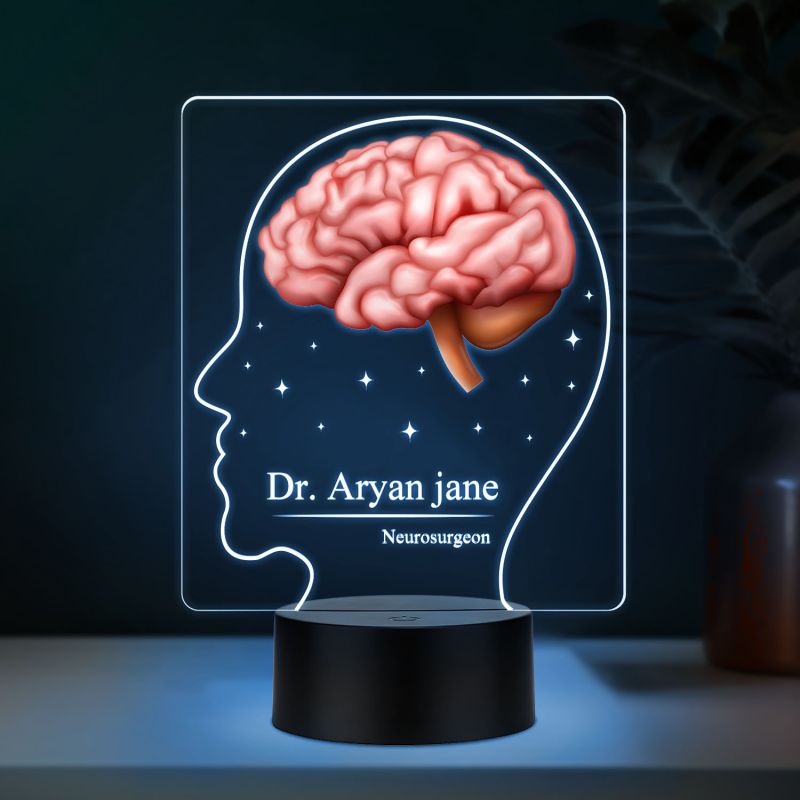 Personalized Neurosurgeon LED Night Light, Brain Design, 3D Illusion Lamp with Multicolored Light Gift for Gift for Neurologist, Psychology Student, Psychologist